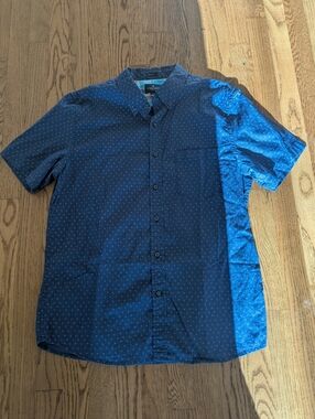 American Eagle Men's Sz Large Short Sleeve Blue Slim Fit Button Down Shirt
